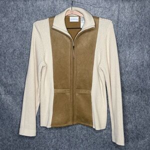 Liz Claiborne Full Front Zipper Wool/Angora Rabbit Blend Sweater Jacket-‎ Sz L
